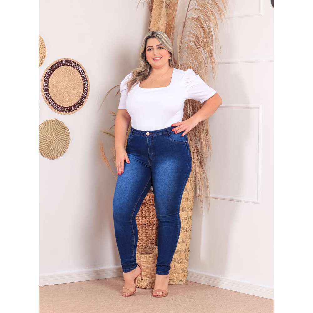 Calça jeans feminina com elastano store plus size