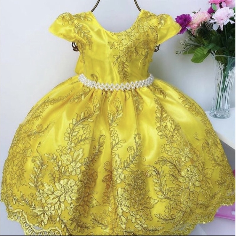 Vestido amarelo store para formatura infantil