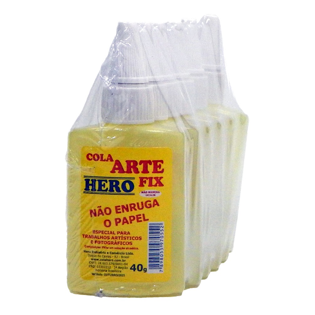 Cola Arte Fix Artesanato 40g - Marca Hero - Kit C/ 6 Frs - NÃO ENRUGA O  PAPEL | Shopee Brasil