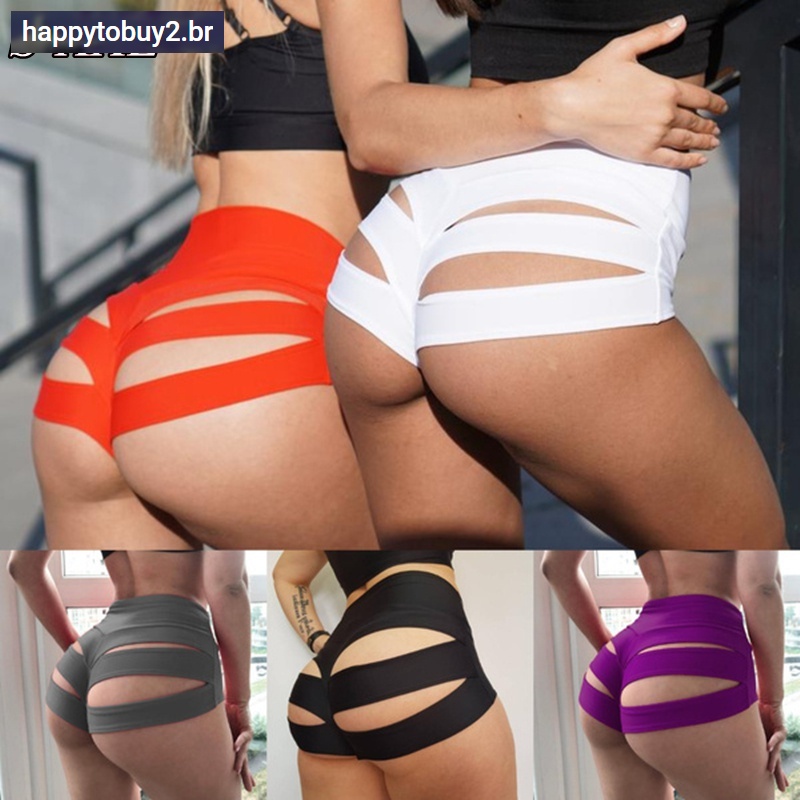 Women Fashion Pure Color Pole Shorts Cheeky Twerk Cut Out Panties