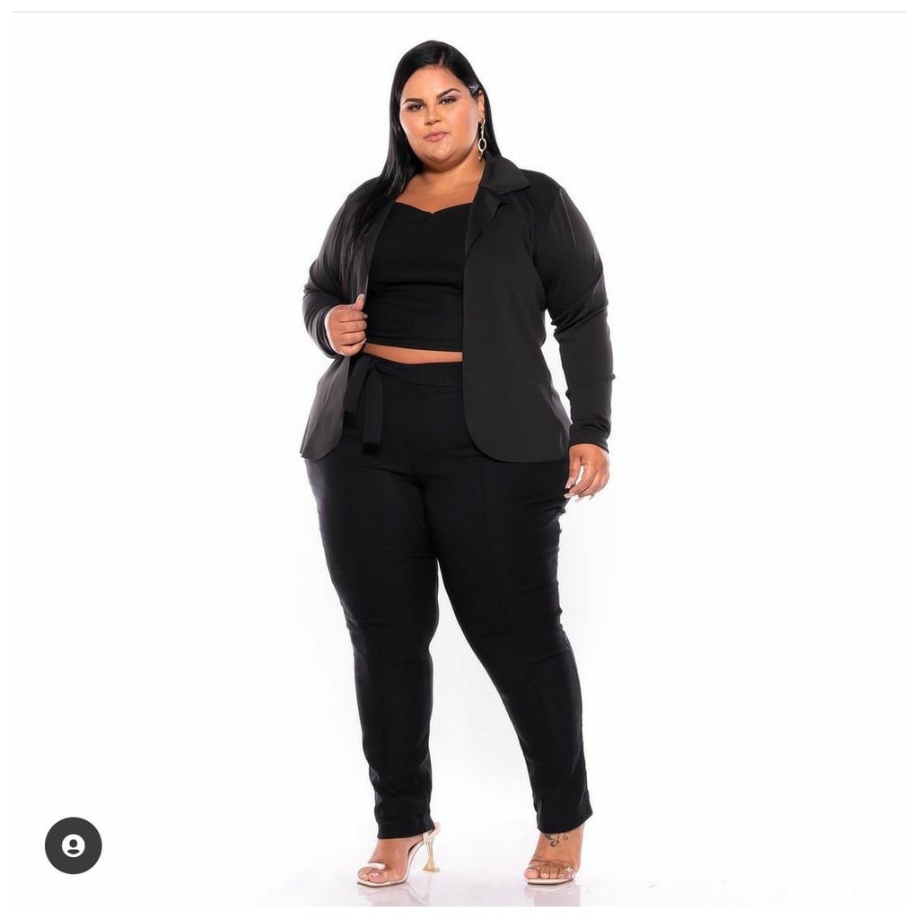 Blazer preto best sale plus size