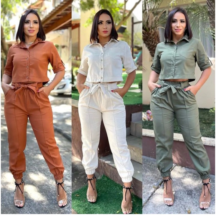 Roupas Femininas Festa Cropped Babado Calça Frete Gratis