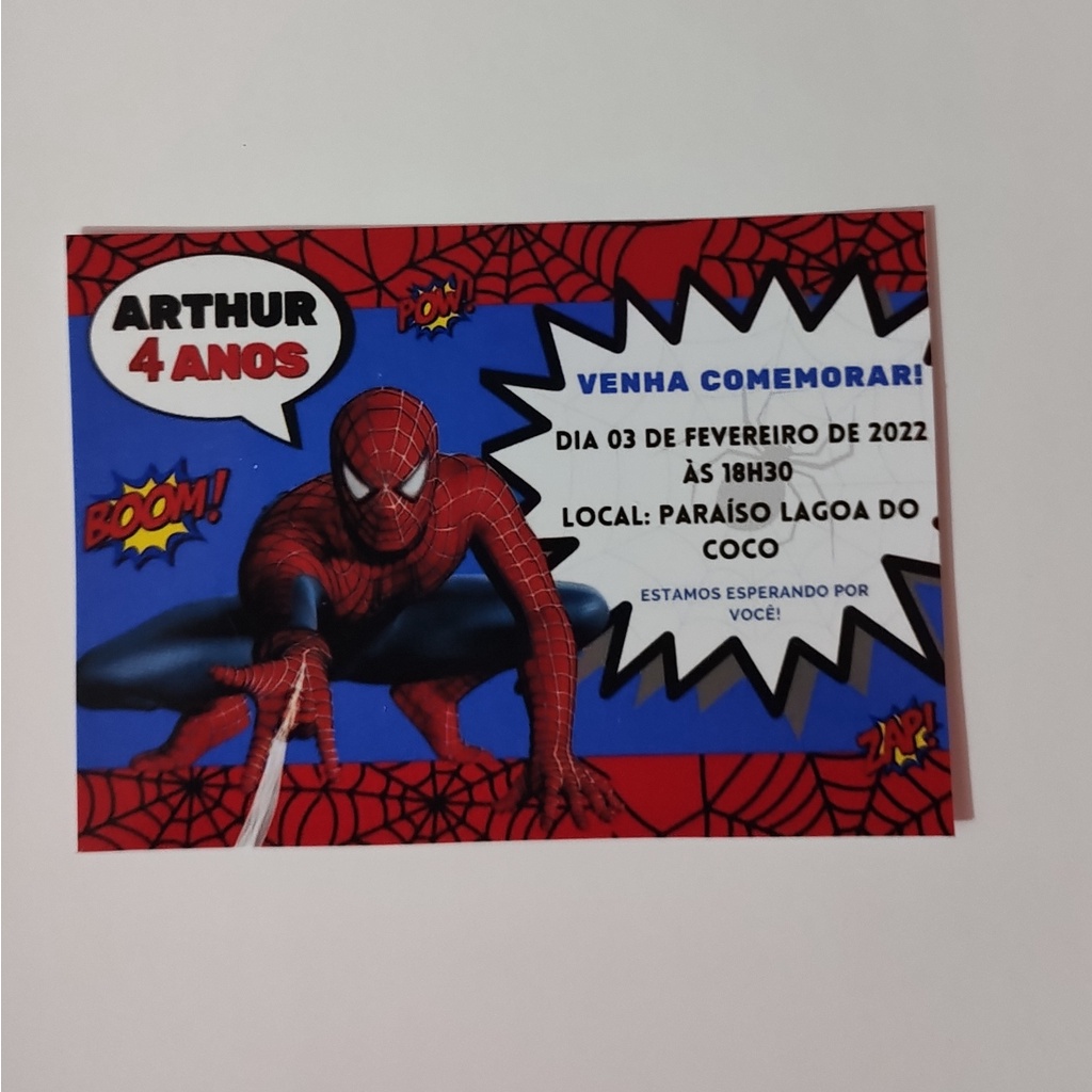 Convite aniversário do Homem-Aranha Personalizado. DIGITAL.