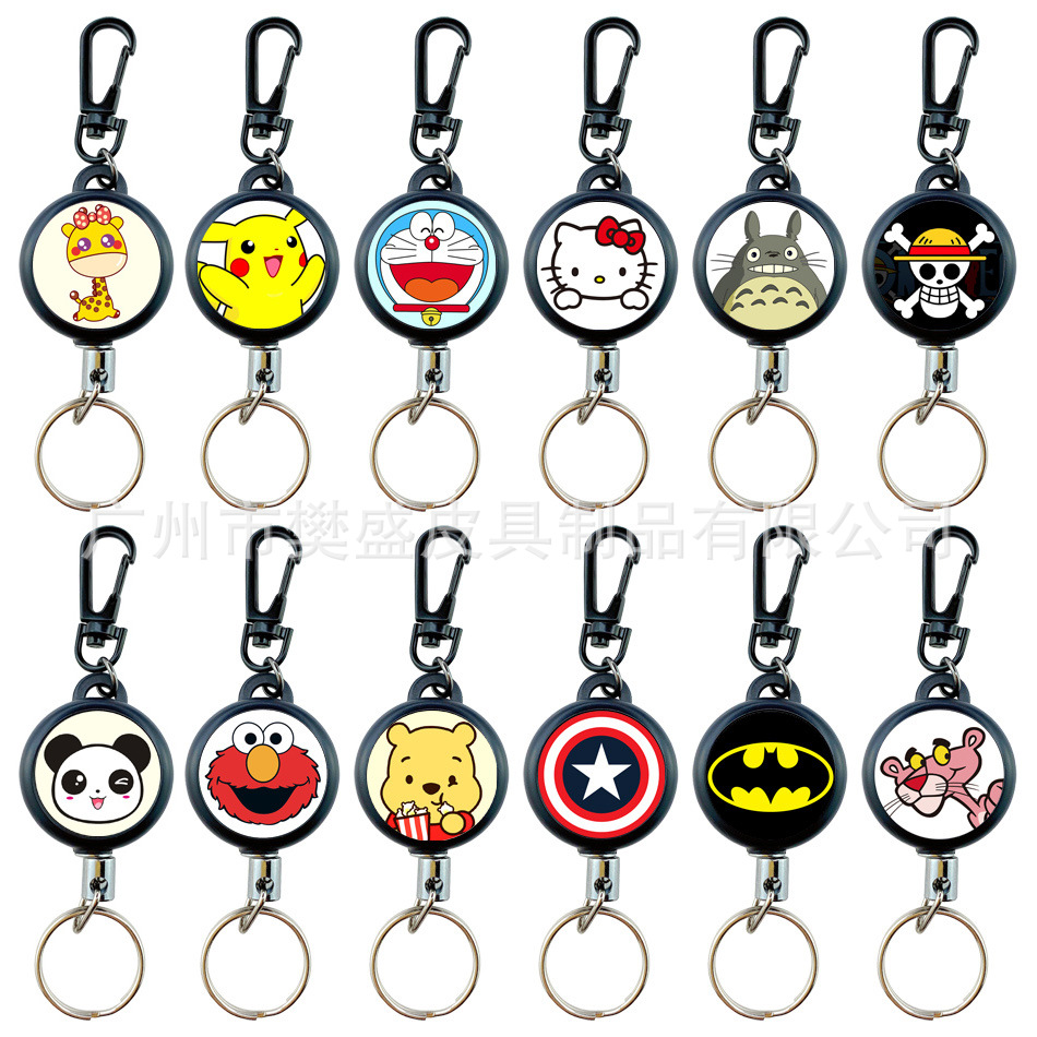 Fivela retrátil dos desenhos animados kawaii, Bt21 Anime, fácil de puxar,  cordão de crachá, conjunto de