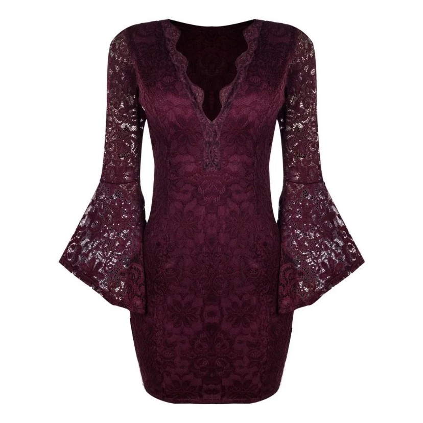 Vestido renda best sale marsala curto