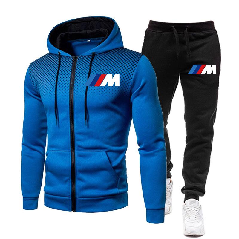 Bmw Traje Masculino Com Capuz + Calça De Duas Peças Roupa Esportiva Casual  De Marca