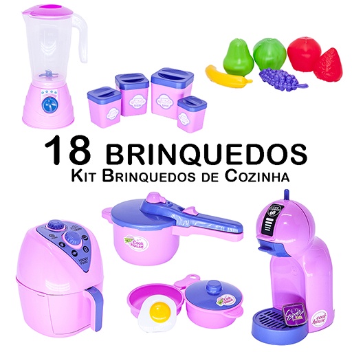 Cozinha Brinquedo Menina Eletro Jogo Panelas Comidinhas 19pç