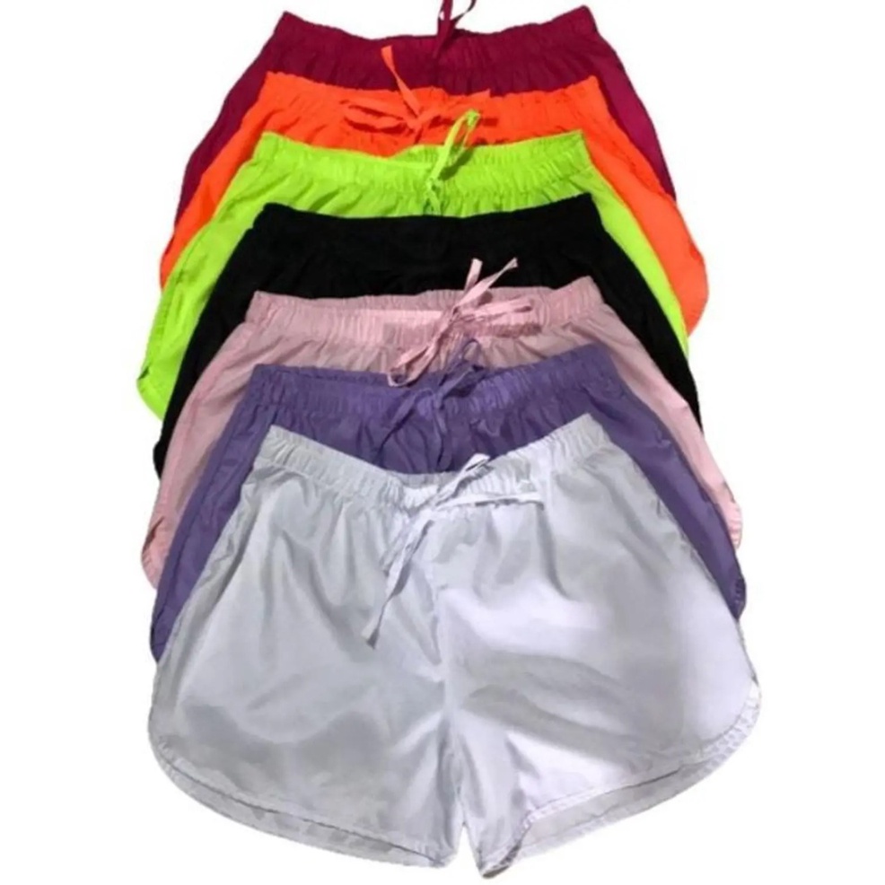 Short Feminino Tactel Para Caminhada, Saída De Praia, Academia