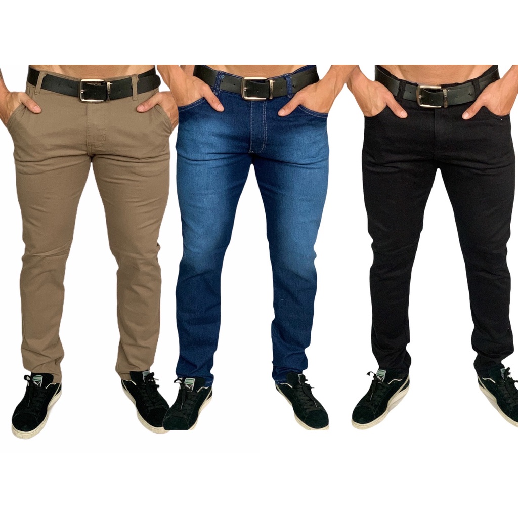 Comprar Kit com 3 - Calça Masculina Alfaiataria Estilo Jeans