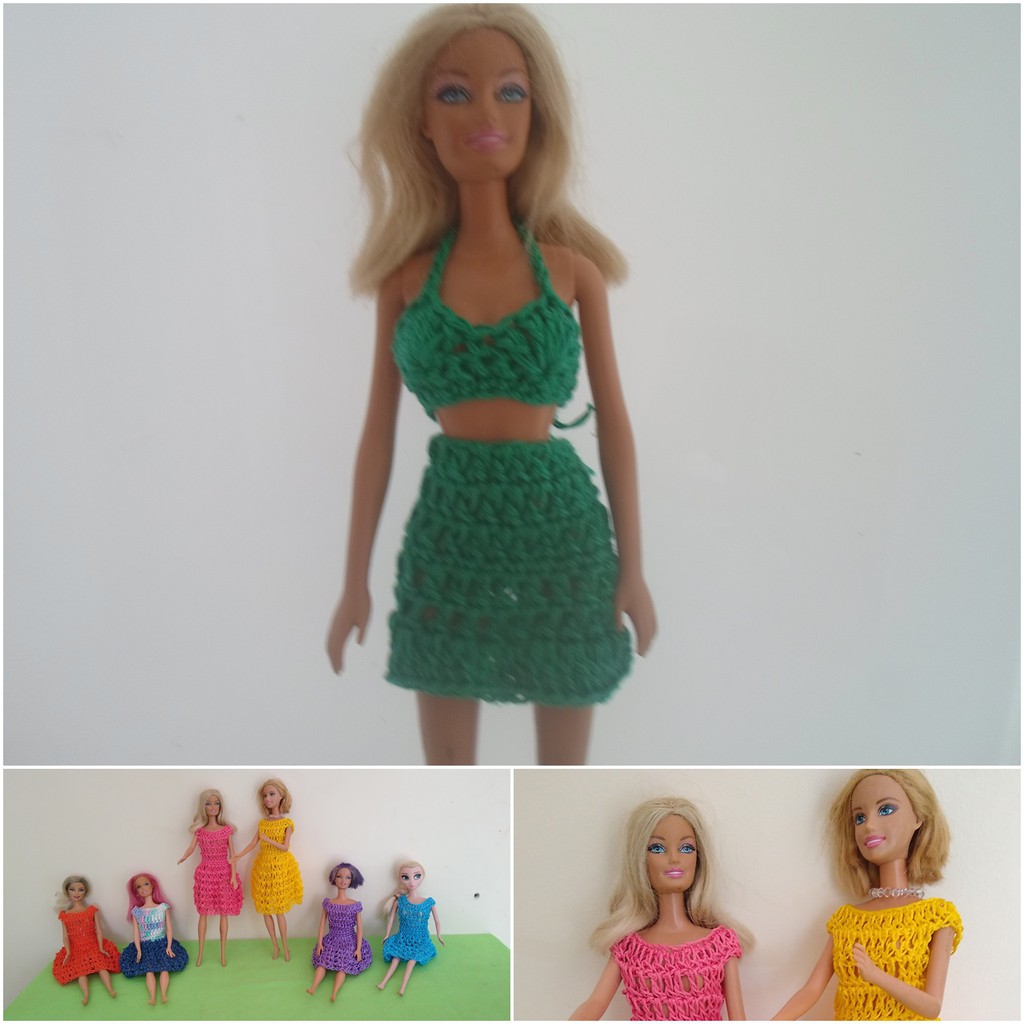 roupas roupinhas boneca barbie kit com 03 vestido comprido