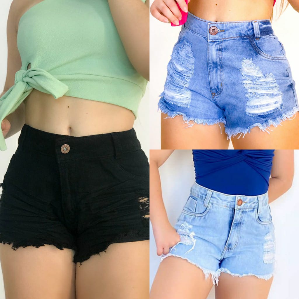 Short Jeans Feminino Desfiado Hot Pants Curto Cintura Alta - Useconf - Short  Feminino - Magazine Luiza