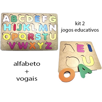 Brinquedo Educativo Tabuleiro Encaixe Alfabeto Mdf - Mega Impress