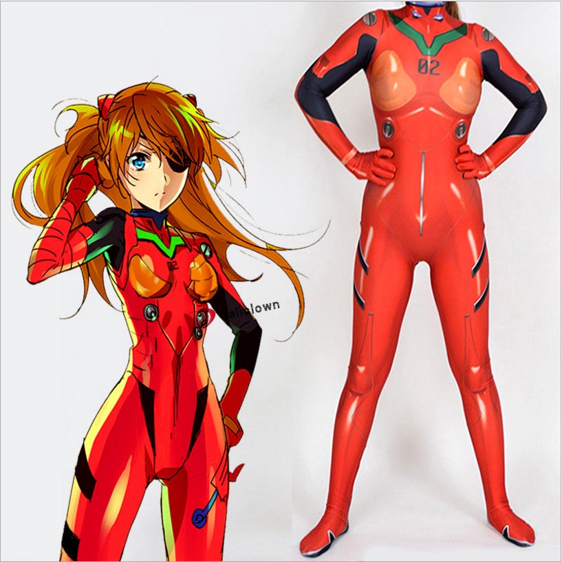 Fantasia Feminina Asuka Langley Anime Adulto Cosplay Traje