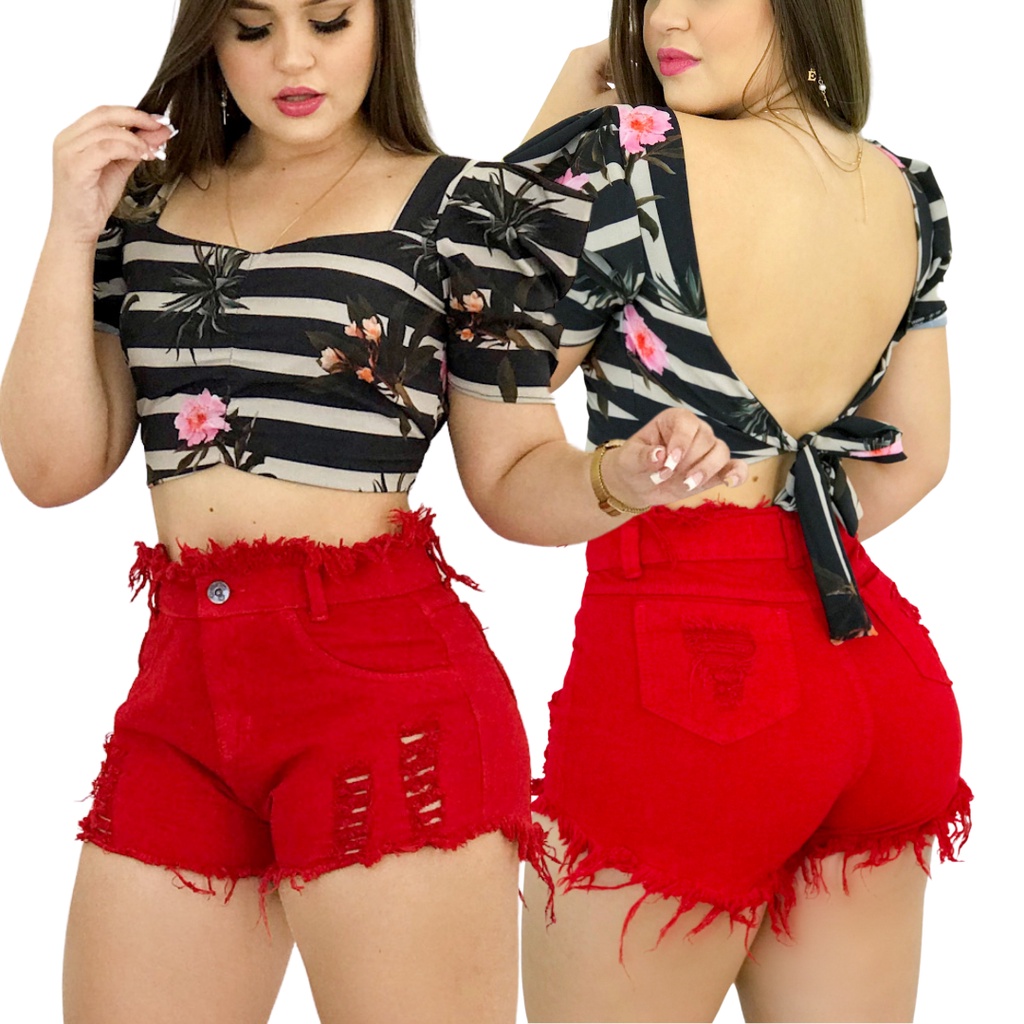 Shorts Hot Pants Vermelho em Promoção na Americanas