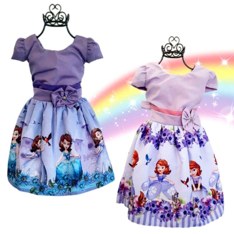 Fantasia Vestido Festa Luxo Princesa Sofia Infantil com Coroa e Luvas 3008  : : Brinquedos e Jogos