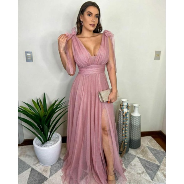 Vestido de formatura com 2024 brilho