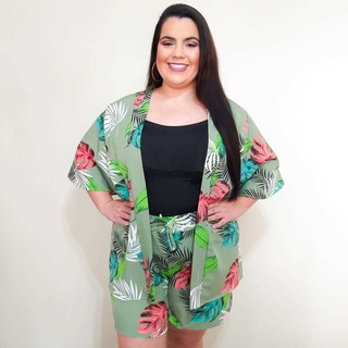 Kimono feminino store moda plus size