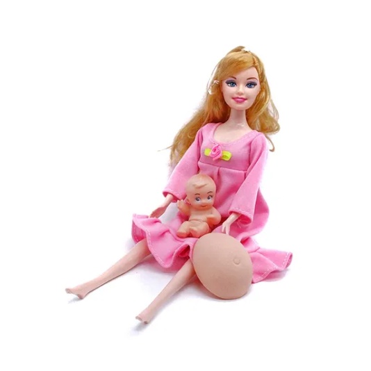 Boneca Estilo Barbie Grávida com Barriga e Bebezinho 