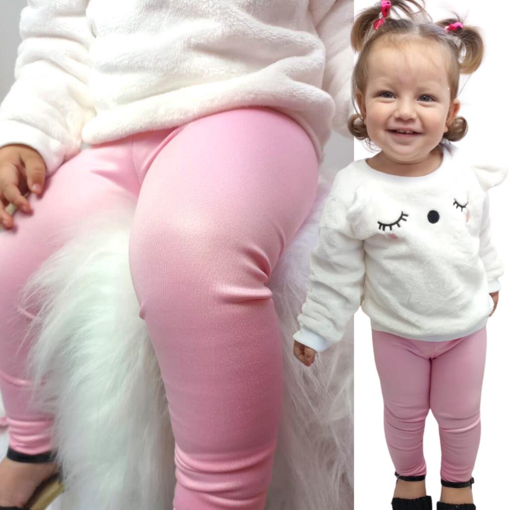 Calça Legging Infantil Canelada Rosa