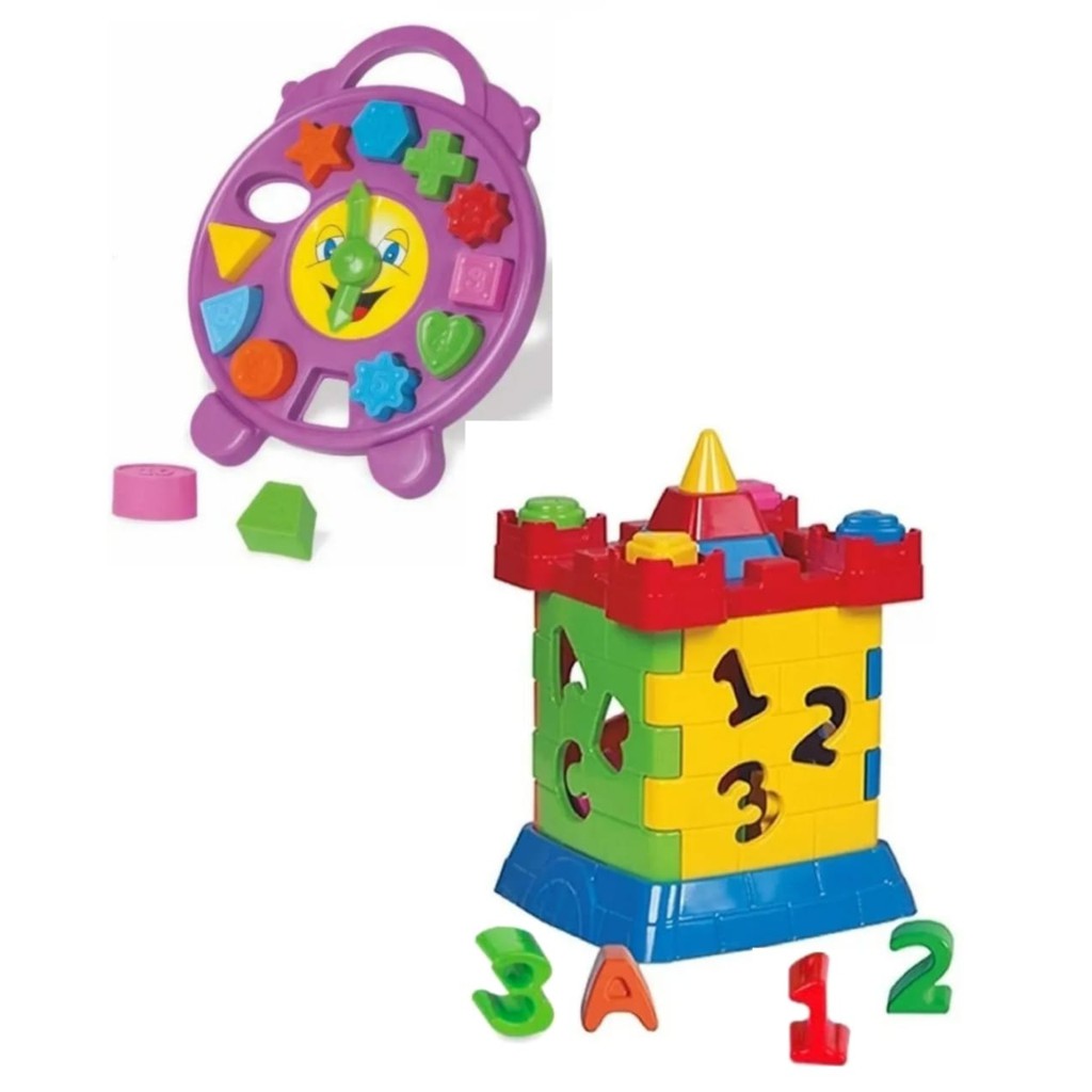 Brinquedo Infantil Educativo Didático Pedagógico Para Bebê 1 ano 2 anos 3  anos Kit Divertido Encaixar Peças
