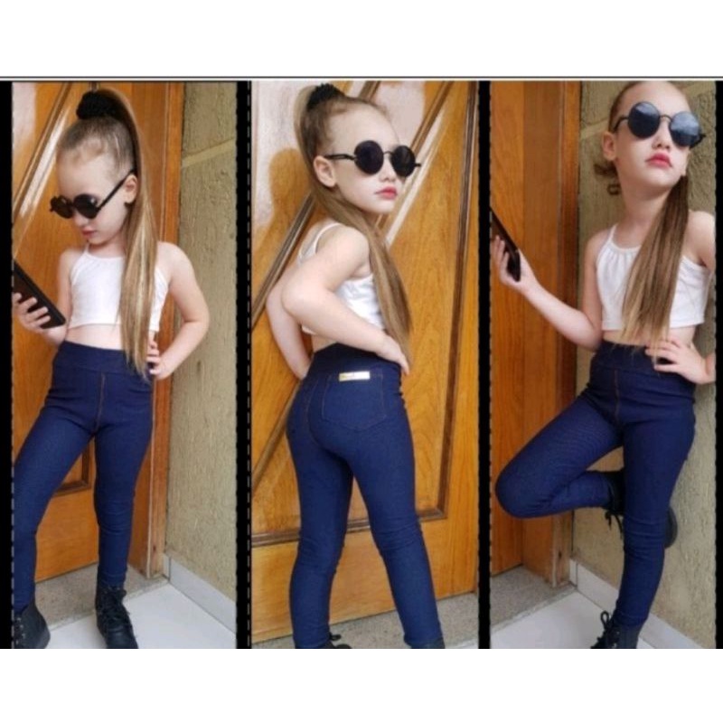 Calça legging infantil estilo jeans