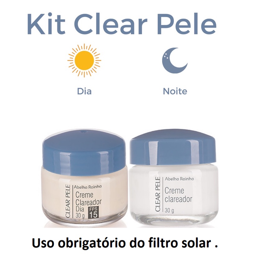 Kit 2 Creme Facial Clareador Dia Com FPS-15 Clear Pele Abelha Rainha 30g