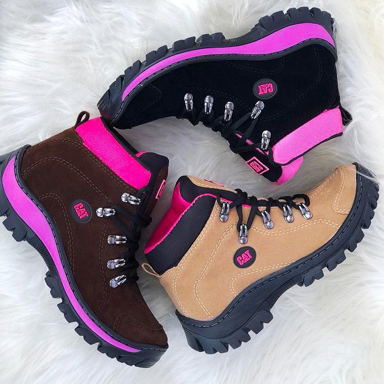 Bota Caterpillar feminina preto detalhe pink lançamento 2023 - envio  imediato super promoção GARANTA JA - Escorrega o Preço