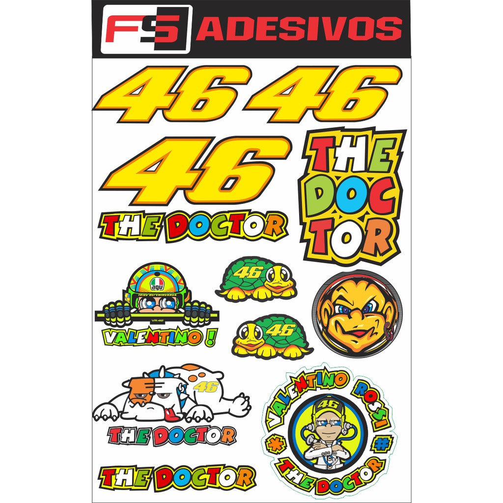 Adesivo 46 Numero Valentino Rossi Moto Corrida Tuning Capacete Carro