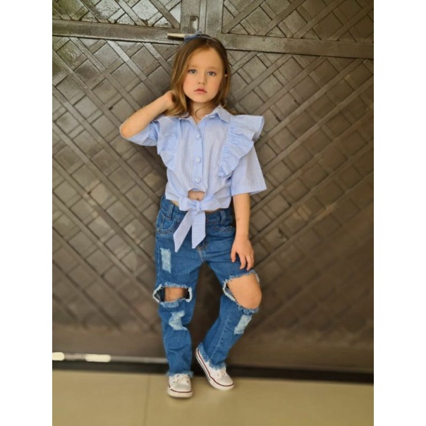 Calça jeans rasgadinha store infantil