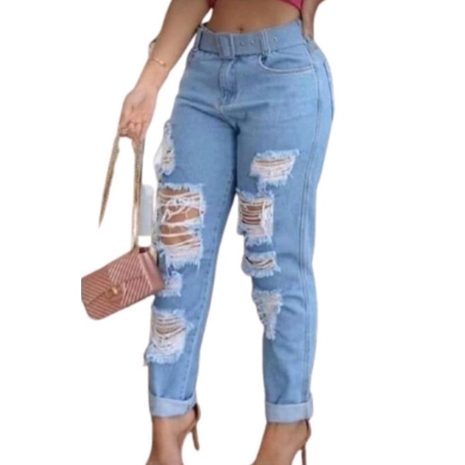 Calça jeans best sale boyfriend rasgadinha