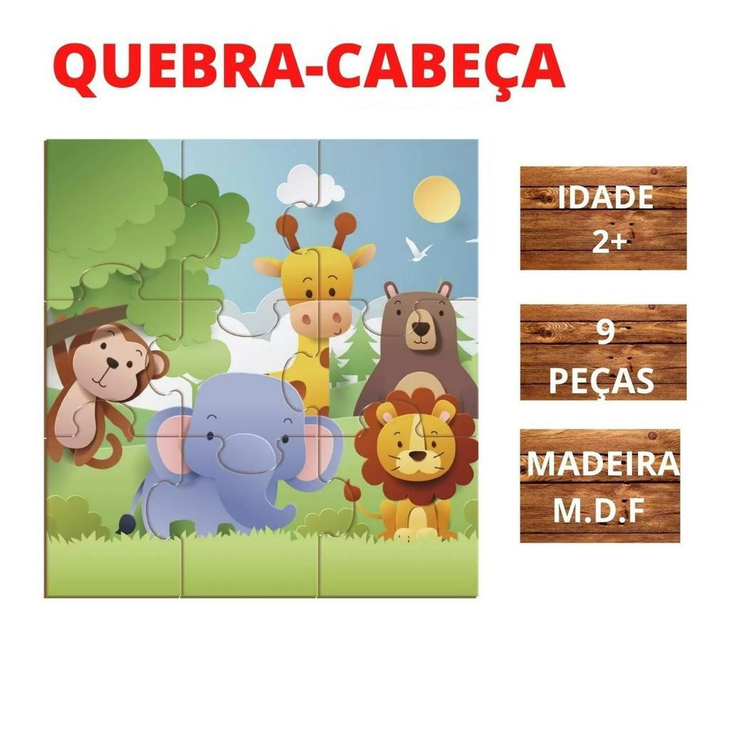 Quebra Cabeça Infantil Fácil 30 Peças Grandes em Madeira MDF Dinossauro  Presente Menino Menina Criança 3 Anos Iniciante Resistente Pais e Filhos