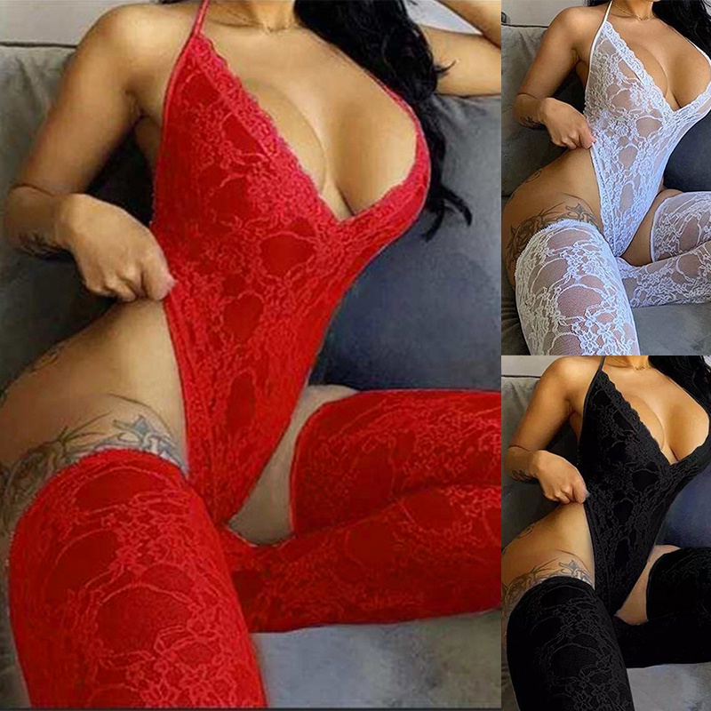 Lingerie Sexy Hot Erotic Lace Profundo Decote Em V Teddy Underwear Bodysuit  Mulheres Spaghetti Strap Lingerie Lenceria Traje Sexy De $29,3