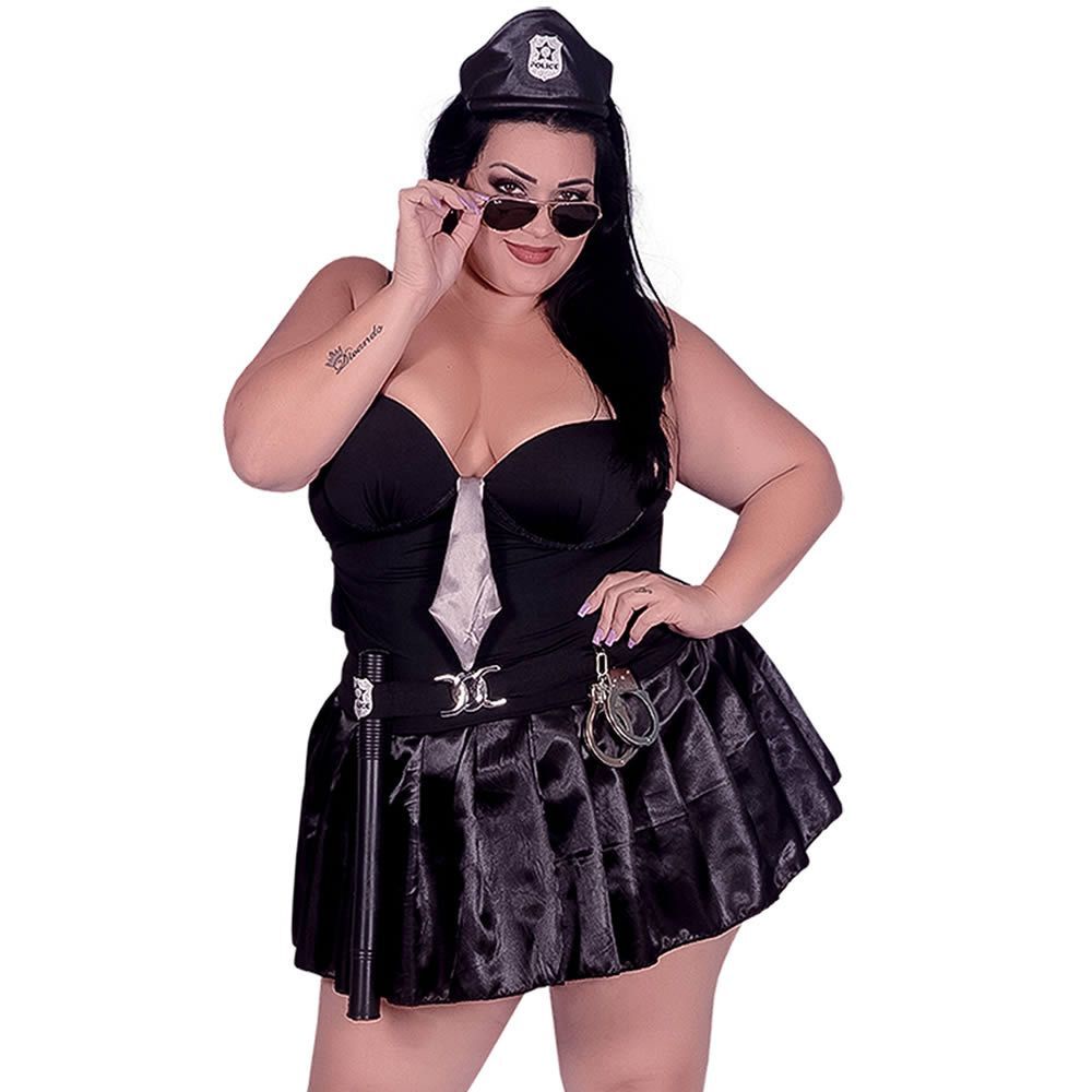 KIT Fantasia Erótica Plus Size Policial Sexy + Cassetete + Algema Lingerie  Sensual Moda de Baixo - EK2103-2117-ES01-ES05* | Shopee Brasil