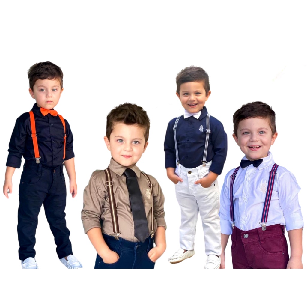 Roupas com hot sale suspensório infantil