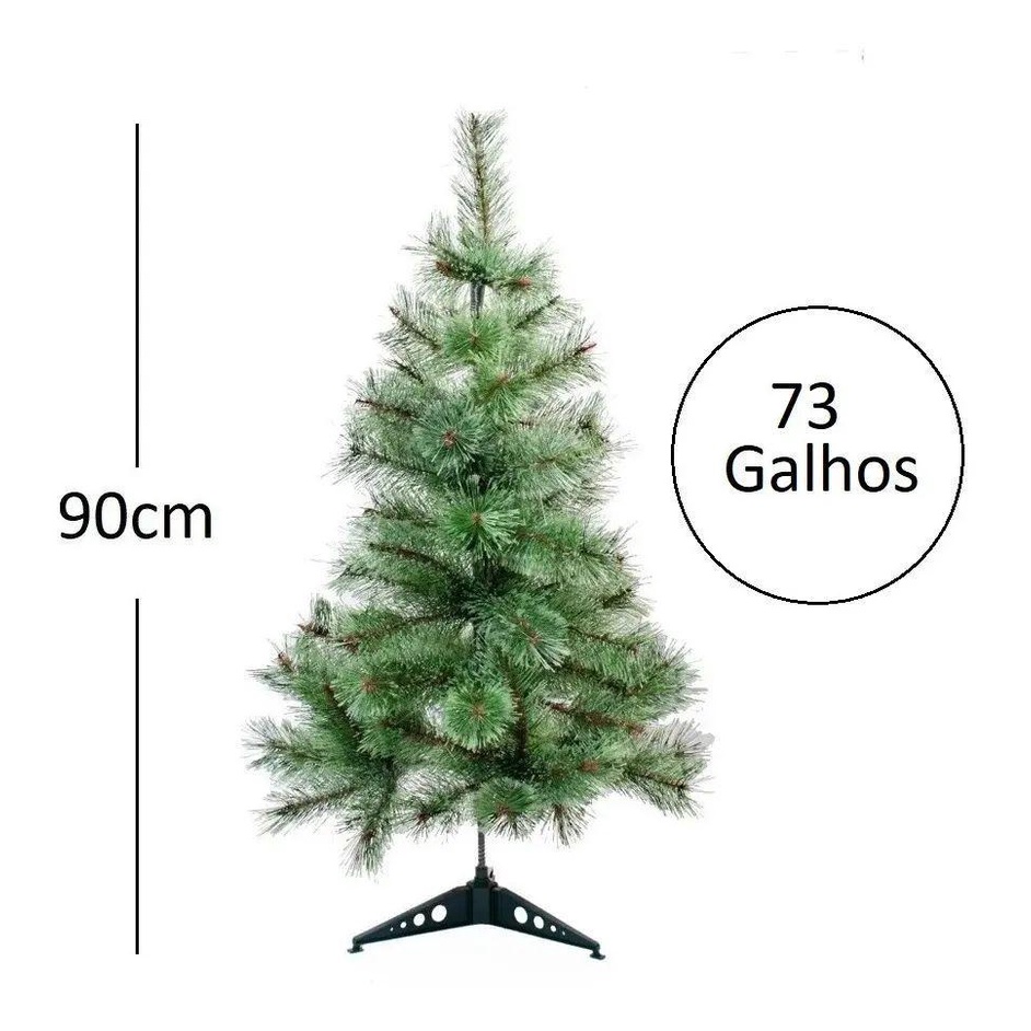 Árvore Pinheiro De Natal Verde Modelo Needle Com Neve 90 Cm A0609M