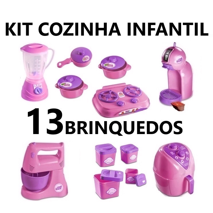 Cozinha Infantil Menino Eletro Panela Comida Brinquedo 10pç