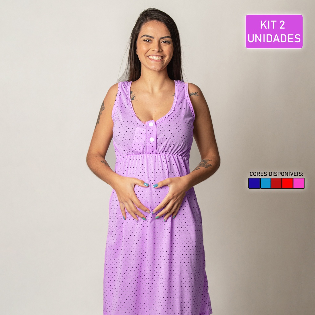 Vestido Gestante e Amamentação Modelo Plus Size Azul Marinho - MaxCo