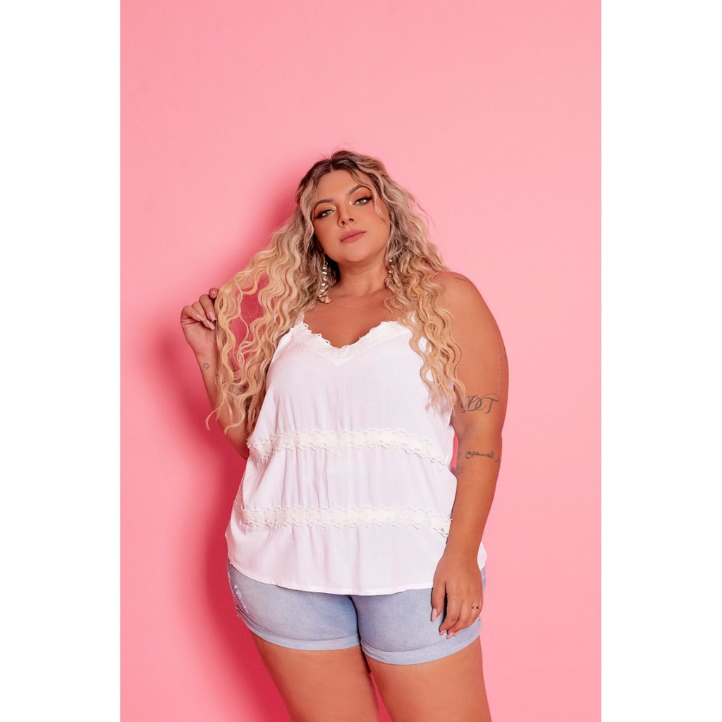 Comprar Blusa Plus Size Capri Com Renda - Predilect's Plus - Moda