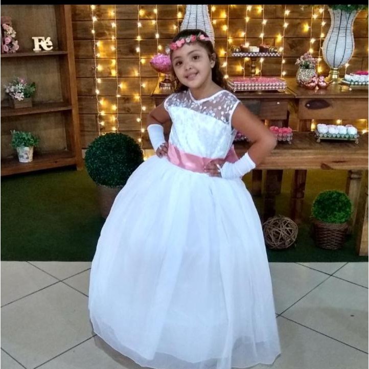 Vestido de Daminha de Honra Modelo Bela Com Armacao