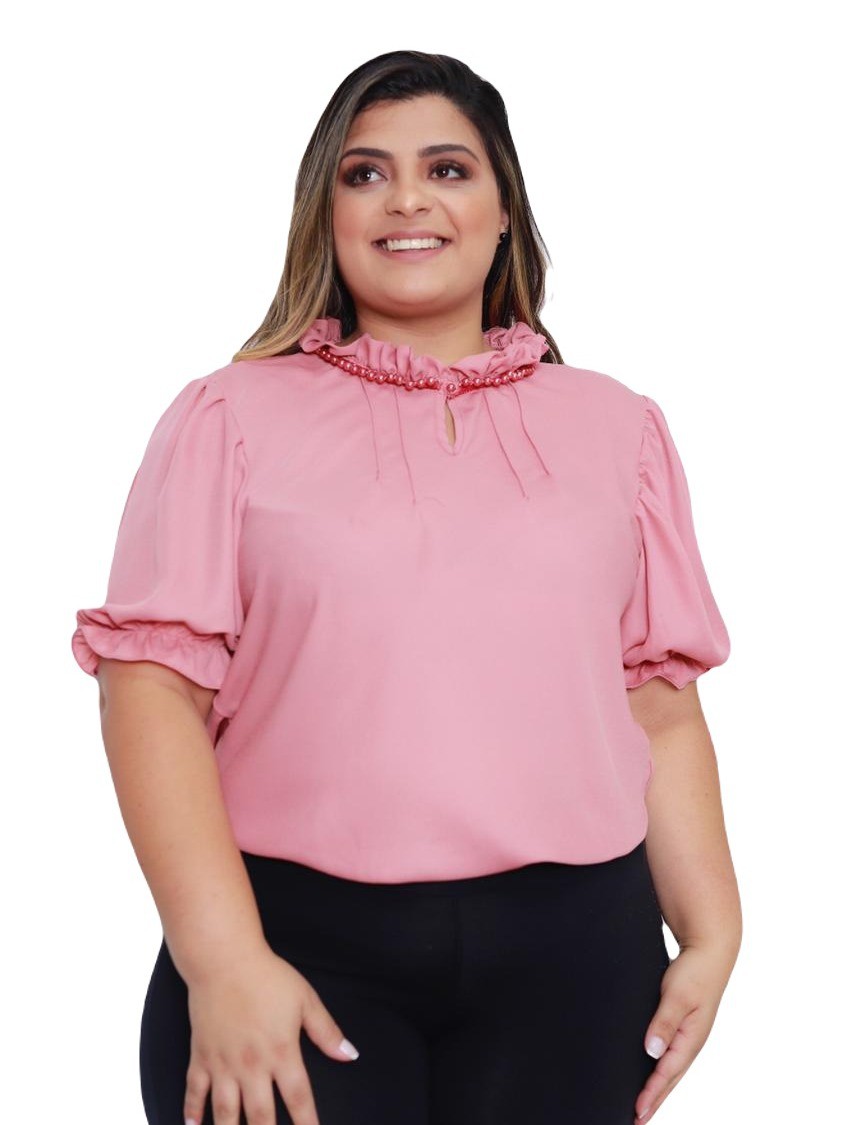 Blusa feminina manga longa moda evangélica crepe sku:bml14 - R.S