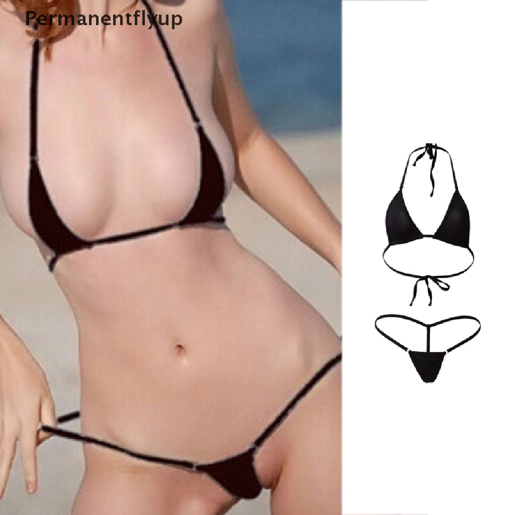 Permanenteflyup . Mulheres Sexy Micro Fio Dental Corda G Mini Brasileira  Sutiã Top De Biquíni Inferior Swimwear Menor Preço | Shopee Brasil