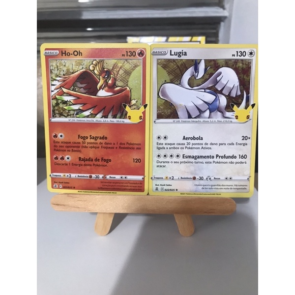 Cartas Pokemon Lendarios Ho-Oh e Lugia brilhantes