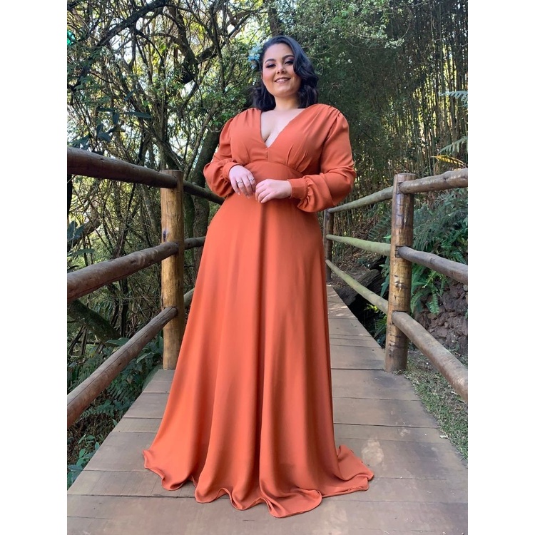 Vestido plus size para madrinha best sale de casamento