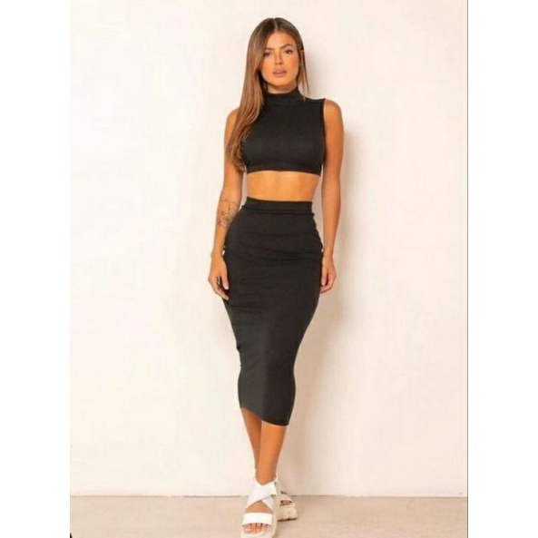 Saia colada hot sale com cropped