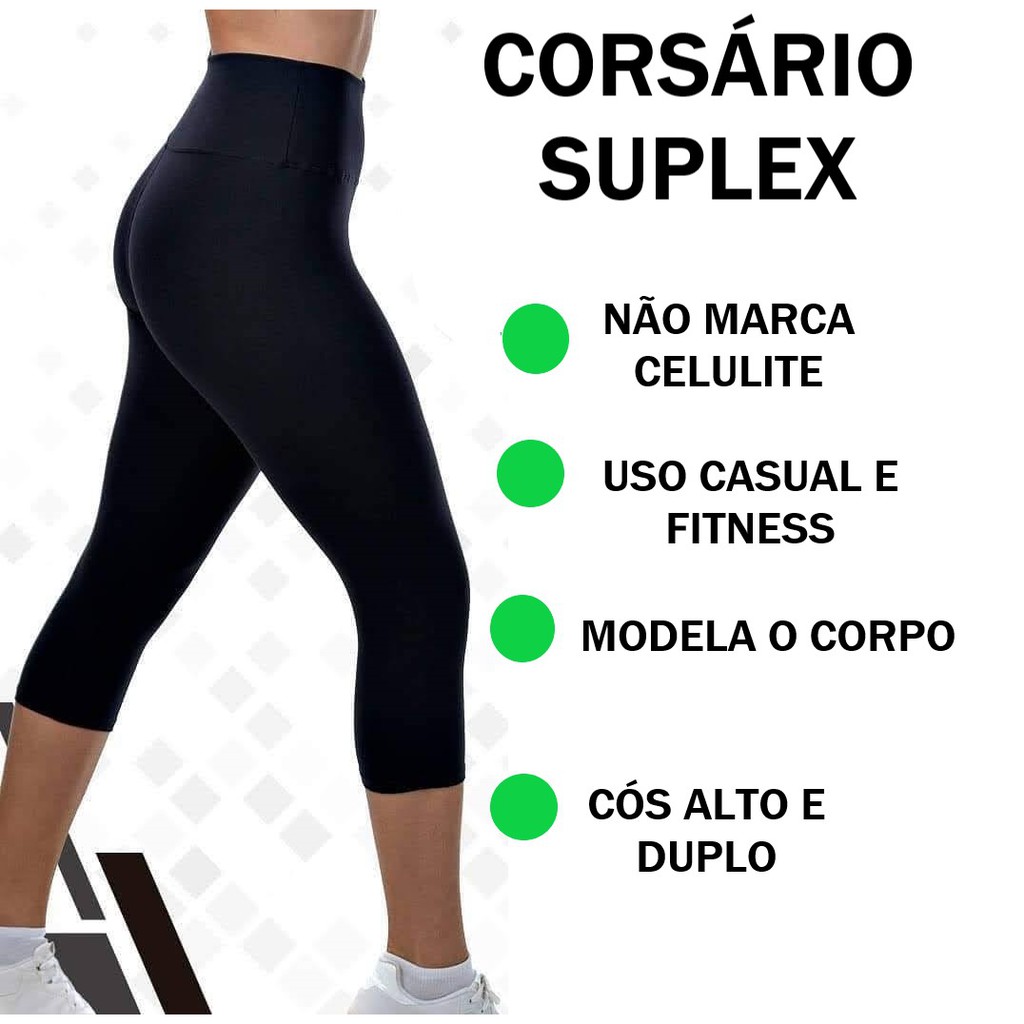 Calça Legging Suplex 4 Estações Cós Alto Liso Fitness Feminino Academia  Preto