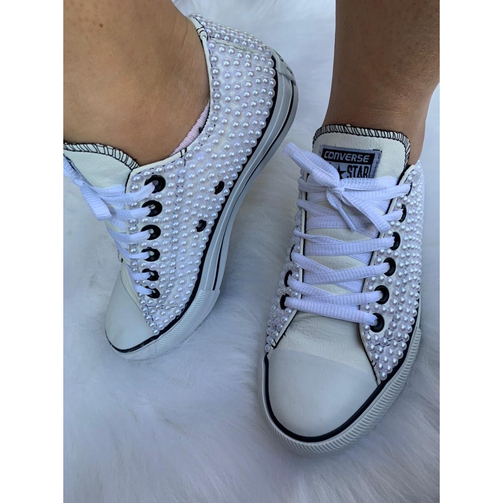 All star best sale branco com strass