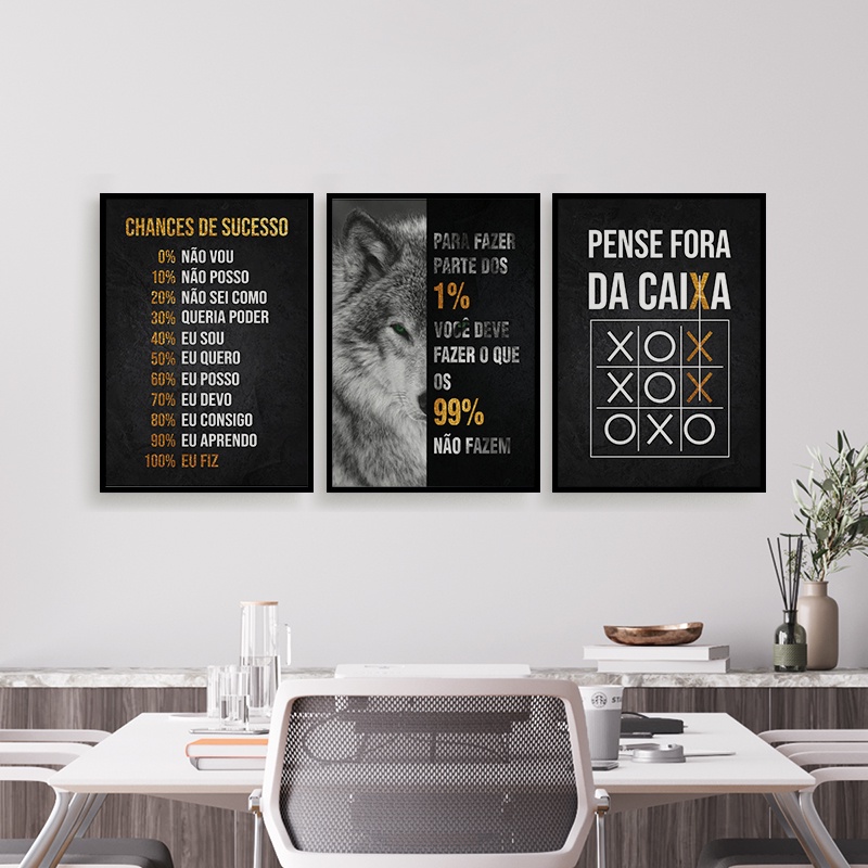 Quadros Salão Beleza Diva Motivação Frases 3 Peças 20x28cm