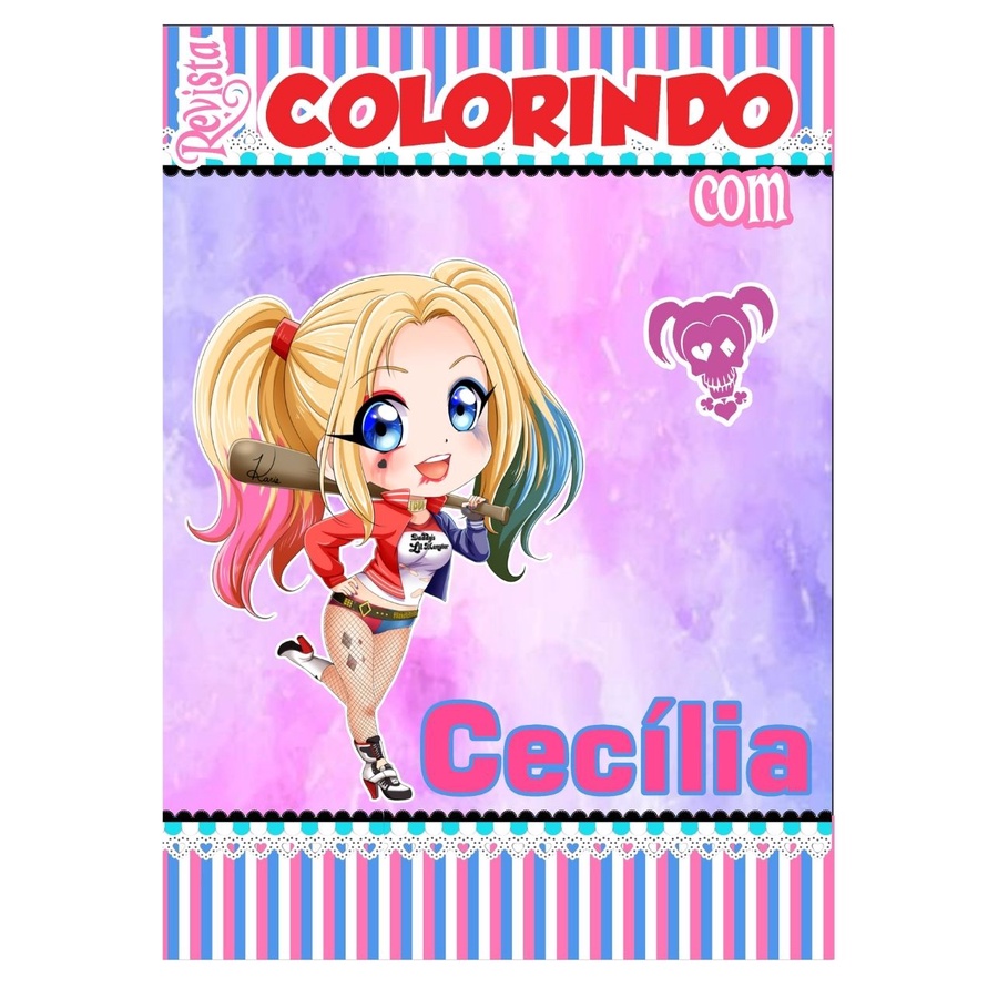 Livro De Colorir Personalizado / Revistinha de Colorir - Tema Arlequina |  Shopee Brasil