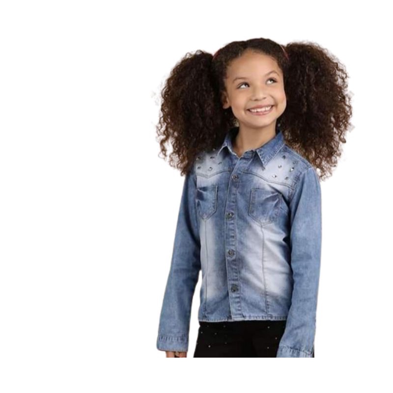 Comprar camisa jeans feminina hot sale infantil