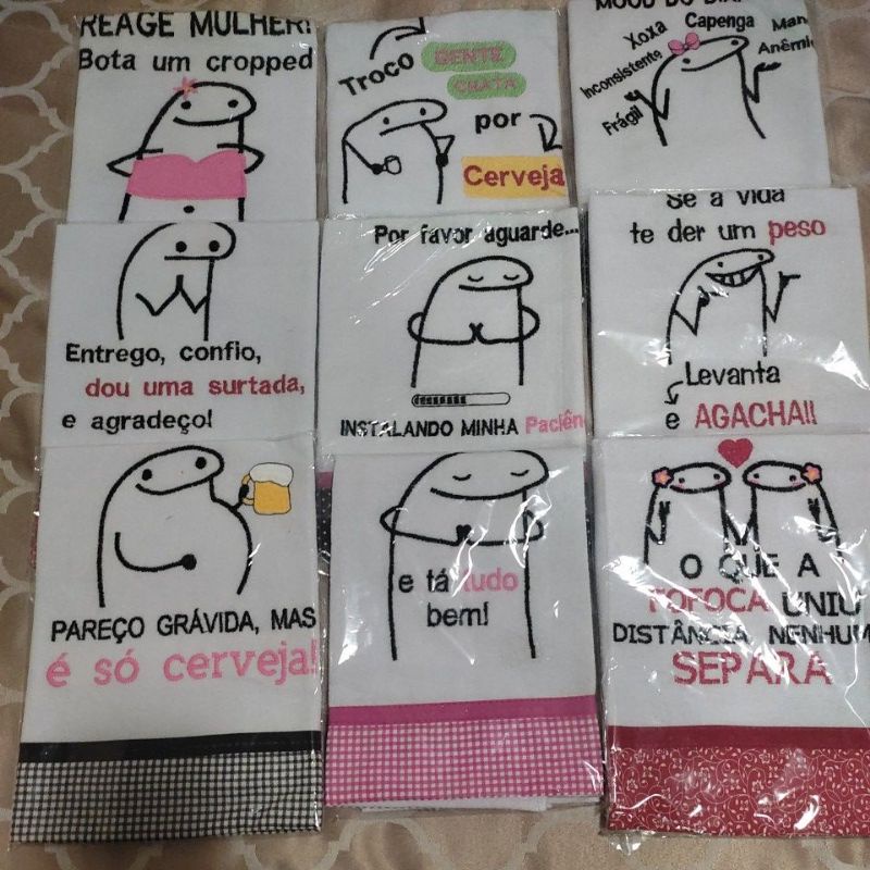 Memes Flork Irônico para panos de prato kit 1 - matriz de bordado - Bordar  e Brincar